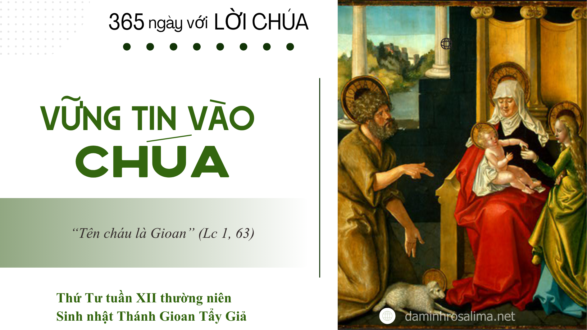 Thứ Tư tuần XII thường niên: Sinh nhật thánh Gioan Tẩy Giả